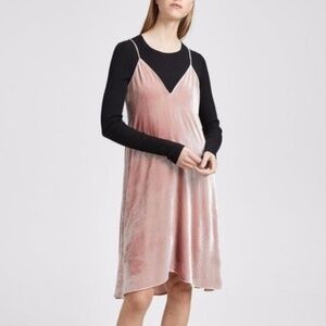 Theory Crushed Velvet Blush Pink Midi Tutu Dress
